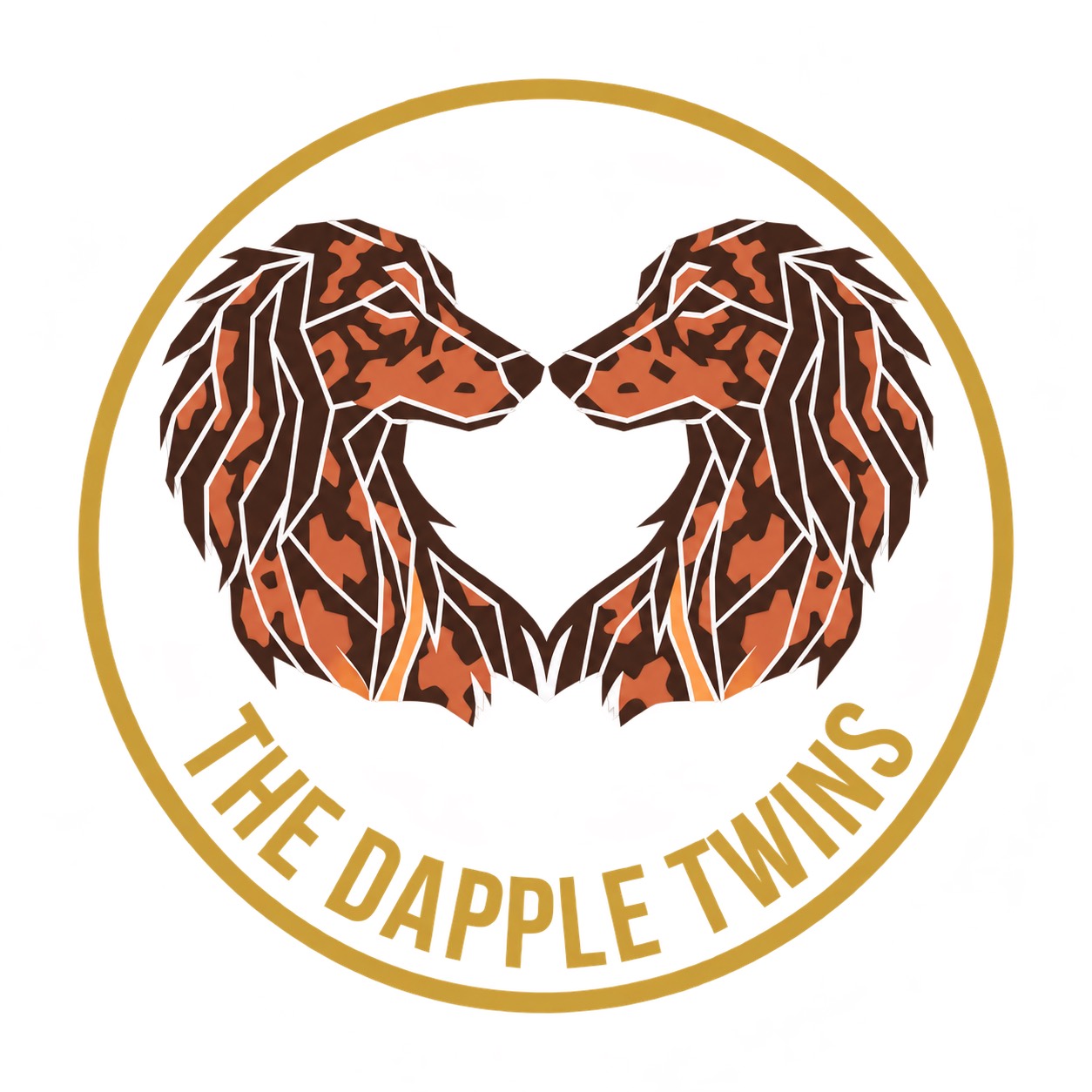 The Dapple Twins logo, featuring two dapple dachshunds facing each other